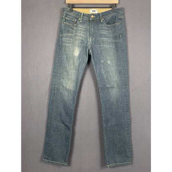 Paige Jeans Men 31 Normandie Straight Leg Light Wash Distressed Grunge